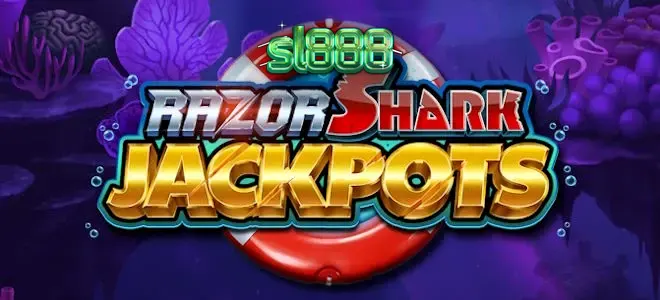 Tampilan visual slot Razor Shark Jackpots dengan tema bawah laut yang tajam